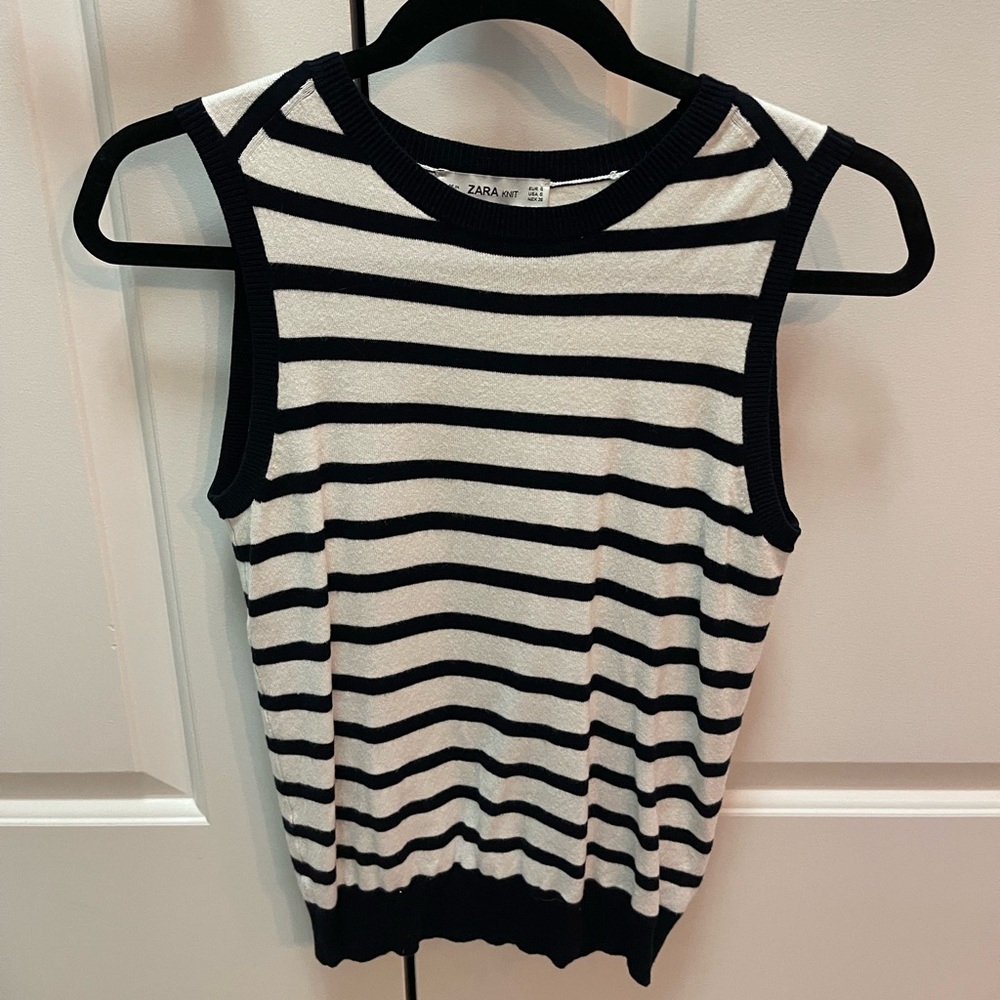 Zara Basic Knit Top with Stripes